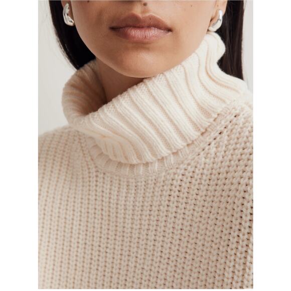 Madewell Wide Rib Wool Blend Hi Low Tunic Chunky Turtleneck Sweater Size XXS - Picture 5 of 8